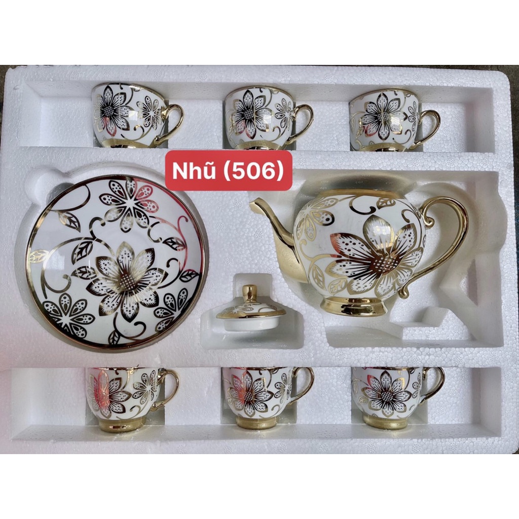 SUPER LUXURY 6-CUP GOLD TEA CUP SET พร้อมจาน