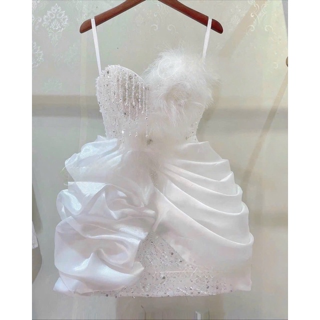 Tripble T DRESS ชุดเจ้าหญิงบอดี้คอนมีสาย 2 เส้นและขนนก - ไซส์ S/M/L