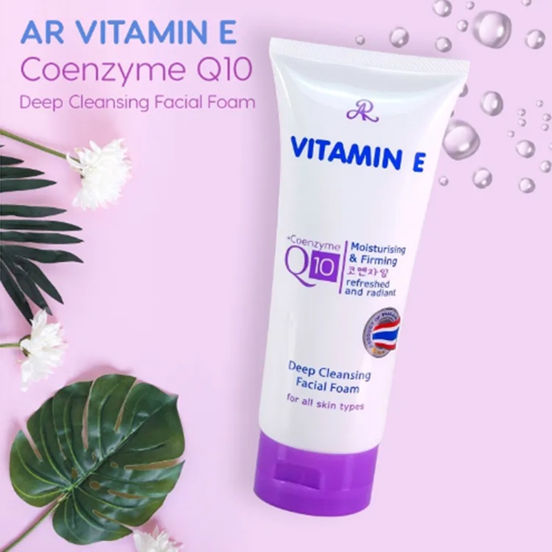 Aron Vitamin E Thai Facial Cleanser 190g Q10, Deep Cleansing, Anti-Aging Skin, Soft