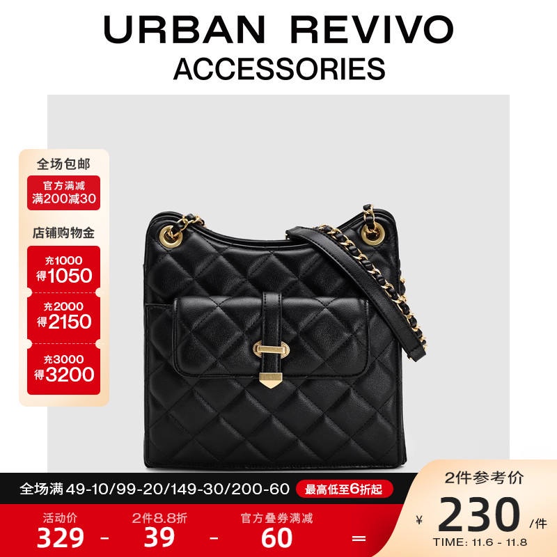 Urban REVIVO2023 ใหม่ กระเป๋าสะพายไหล่ ขนาดเล็ก แฟชั่นฤดูใบไม้ร่วง และฤดูหนาว สําหรับผู้หญิง UAWB30264