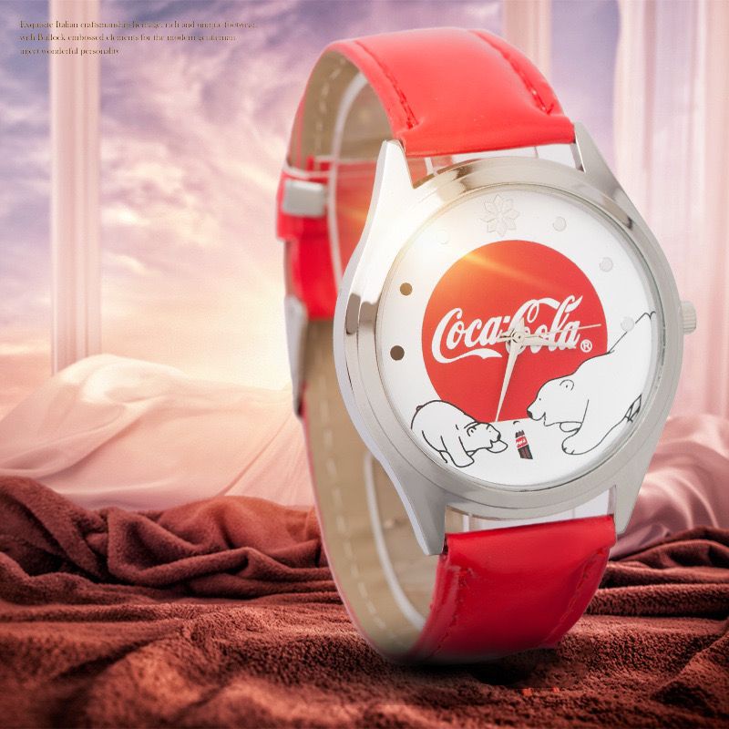 [พร้อมส่ง] ใหม่ Coca-Cola Christmas Polar Bear Commemorative Edition นาฬิกาข้อมือควอทซ์ อิเล็กทรอนิก