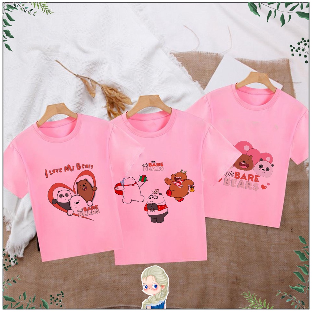 Unisex bear T-Shirt 3 bear we bare Short Sleeve Pink T-Shirt Men Women Boys And Girls Vuhuyen