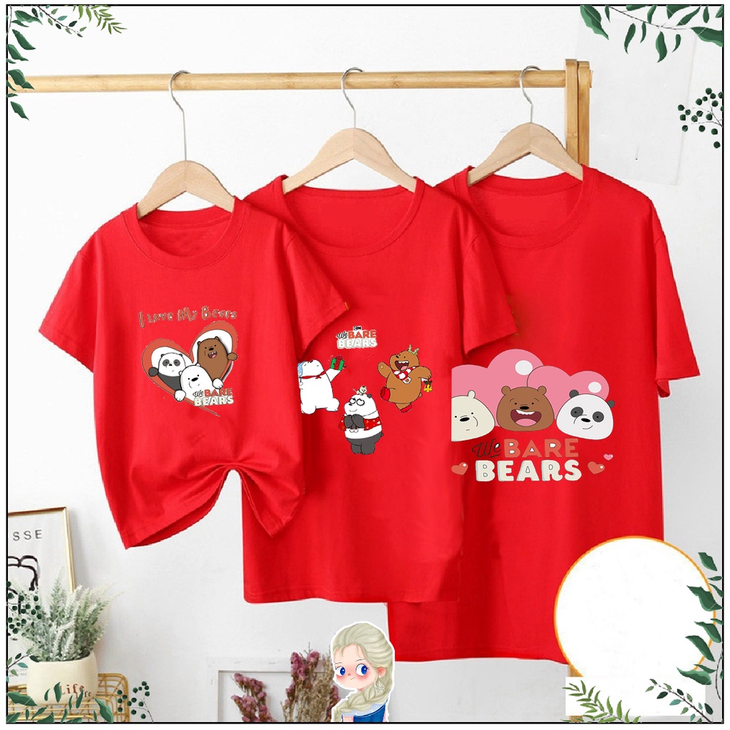 Unisex bear T-Shirt 3 bear we bare Short Sleeve Red T-Shirt Men Women Boys And Girls Vuhuyen