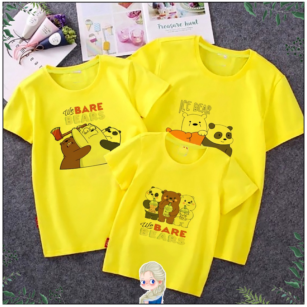 Unisex bear T-Shirt 3 bear we bare Short Sleeve Yellow T-Shirt Men Women Boys And Girls Vuhuyen