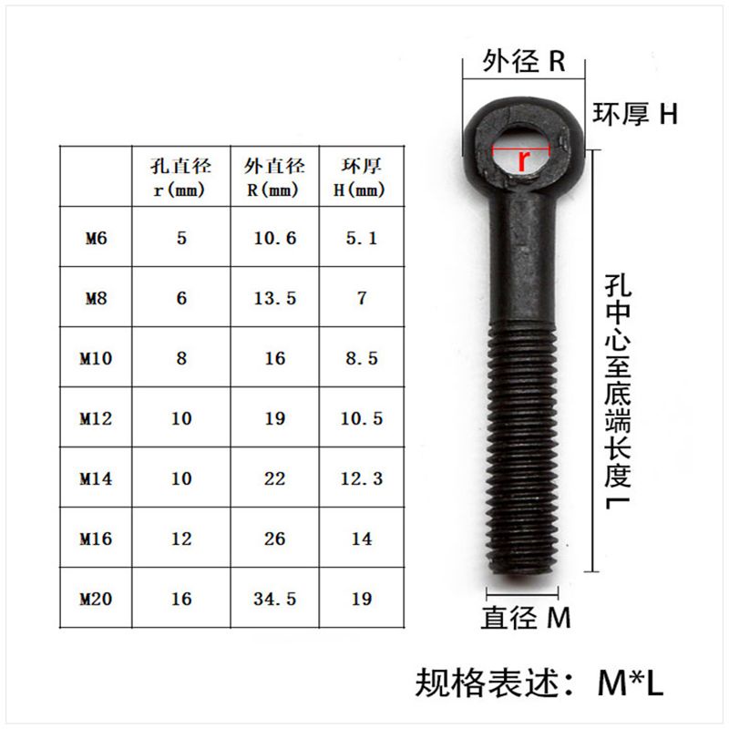 Yixi แหวนสกรูขยับข้อต่อได้ GB798 พร้อมแหวนรู 8.8 ความแข็งแรงสูง ขยับข้อต่อได้ สําหรับโกดัง