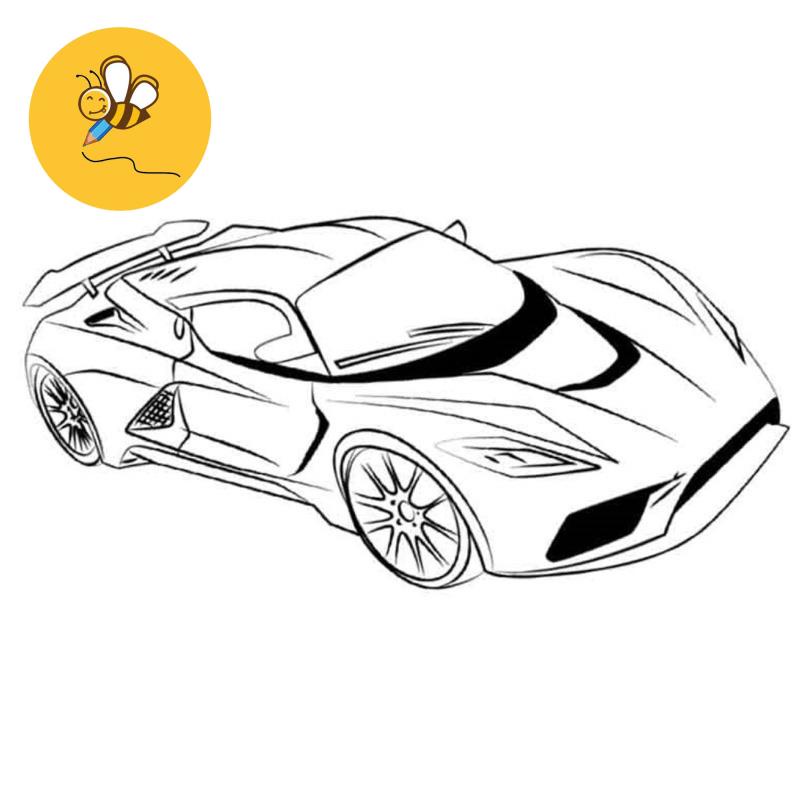 Bugatti Supercar - ชุด 10 ชิ้น Racing Car coloring หน้า A4 A5 ขนาดสําหรับ Wax, สีดินสอ - MANGA ANIME COMIC ระบายสี