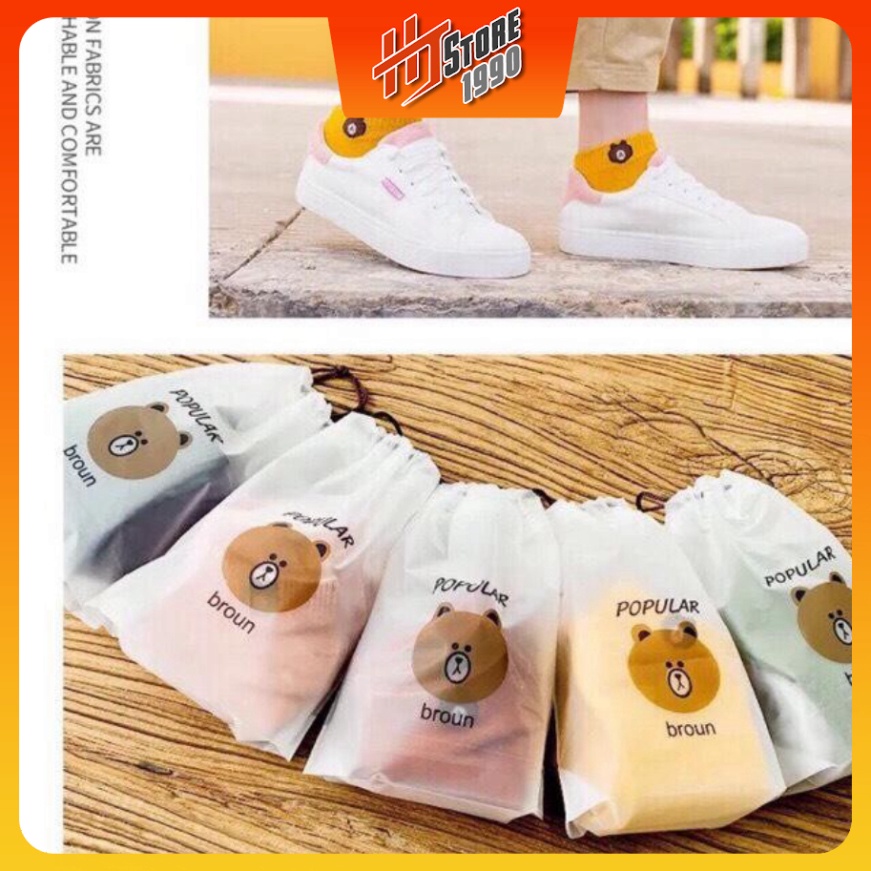 Set ถุงเท้าหมี 10 คู่ พร้อม Broun Drawstring Bag - Ht.store1990