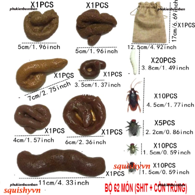 7 TYPES OF SHIT และ 55 ปลวกในกระเป๋า CLOTH เครื่องมือความบันเทิงรูป Shit Beach ขนาดใหญ่ สกุชชี่มินิเ
