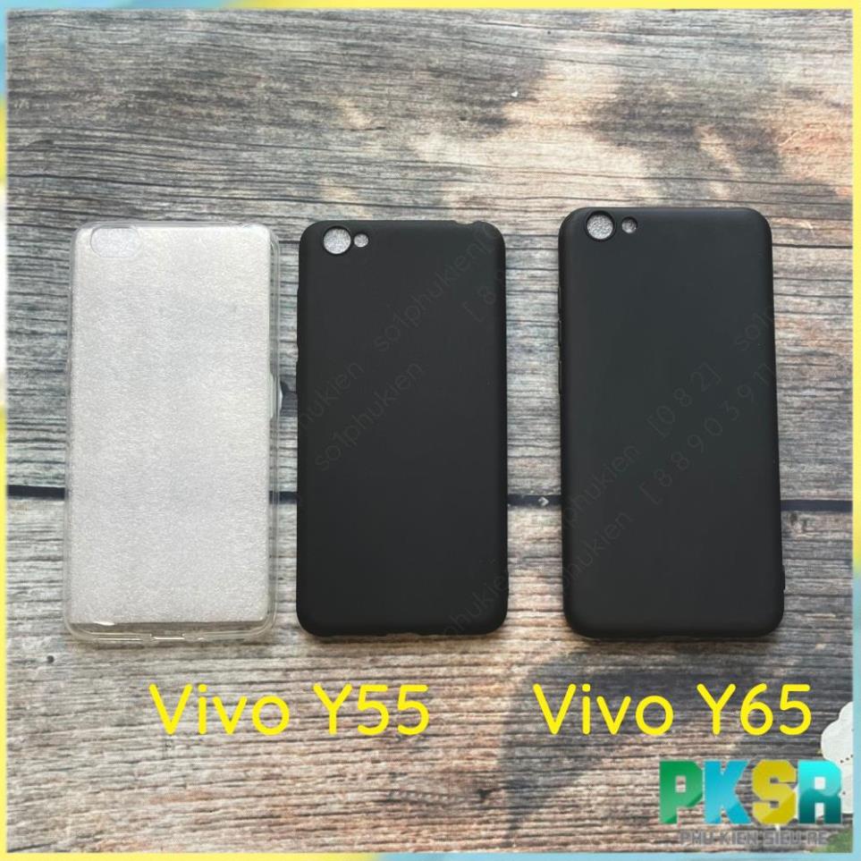 เคส Vivo Y55 (เก่า) 2017, Y55s 2017 / Vivo Y65, Y66, V5 Lite (vivo 1609) สีดําและยืดหยุ่นพร้อมขอบป้อ