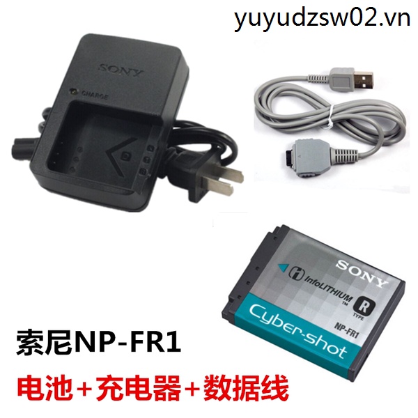 Sony DSC-P100 P120 P150 P200 แบตเตอรี่กล้อง NP-FR1 แบตเตอรี่ + สายเคเบิลข้อมูล + เครื่องชาร์จ
