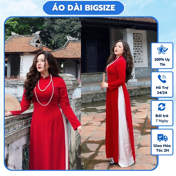 กํามะหยี่ขนาดใหญ่แบบดั้งเดิม ao dai แขนยาว คอปก 3 นิ้ว ถ่ายรูป ao dai โบราณ หรือ สําหรับคุณแม่ Tet