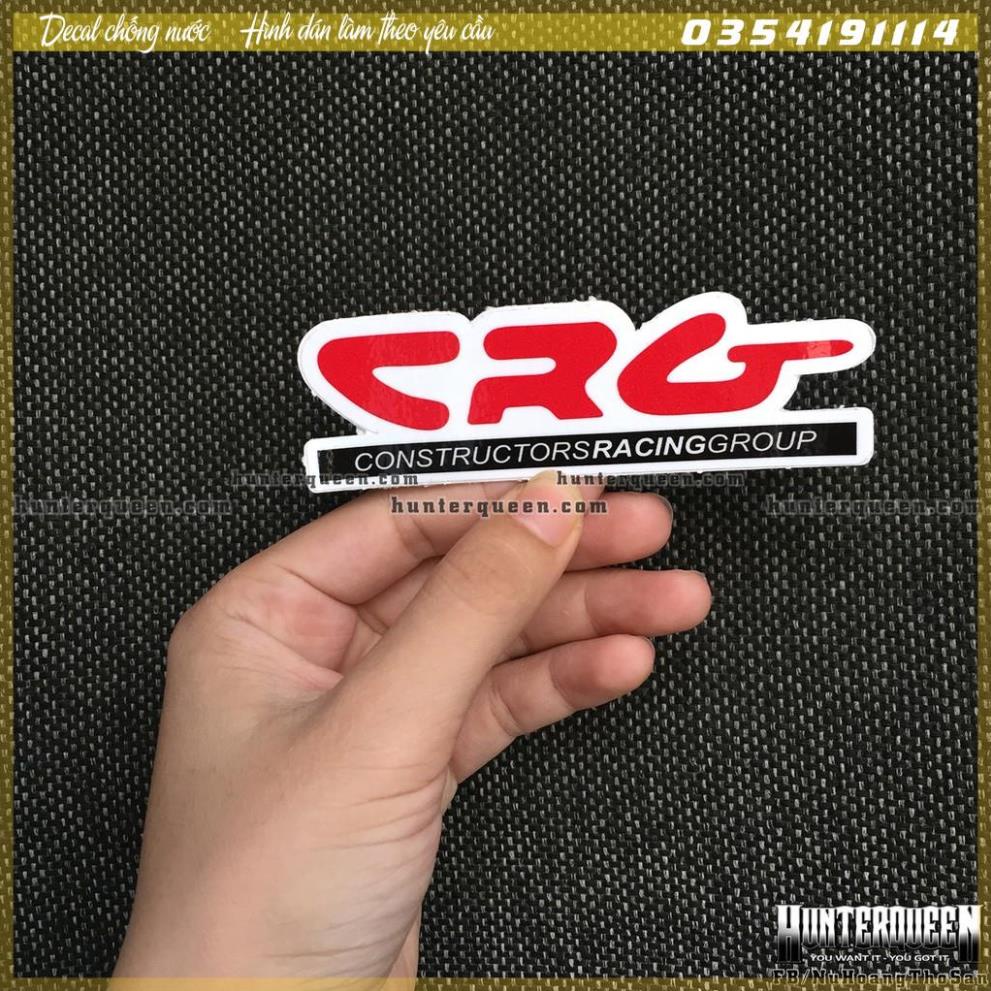 CRG Logo[10.7x3.3cm] พื้นหลังสีขาว ตัวอักษรสีแดง เหนียวสุดๆ สติกเกอร์รูปลอกกันน้ํา สติกเกอร์แต่งซิ่ง