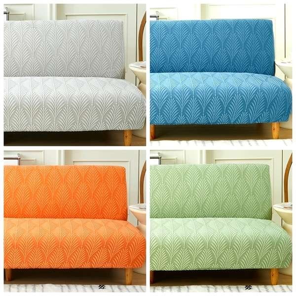 ผ้าคลุมโซฟา ผ้าคลุมโซฟาเบด 2023 Armless Sofa Cover All-Inclusive Universal Simple 1.5m In-Line Cushion Cover ผ้า Dual-Purpose Folding Sofa Bed