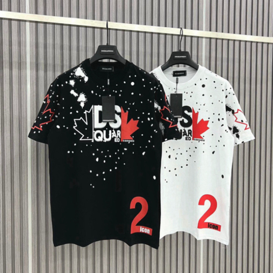 เสื้อยืด Dsquared2 DSQ2 Icon คอ LA บนเว็บ คอตตอนคุณภาพสูง 100% ฮอตเทรนด์