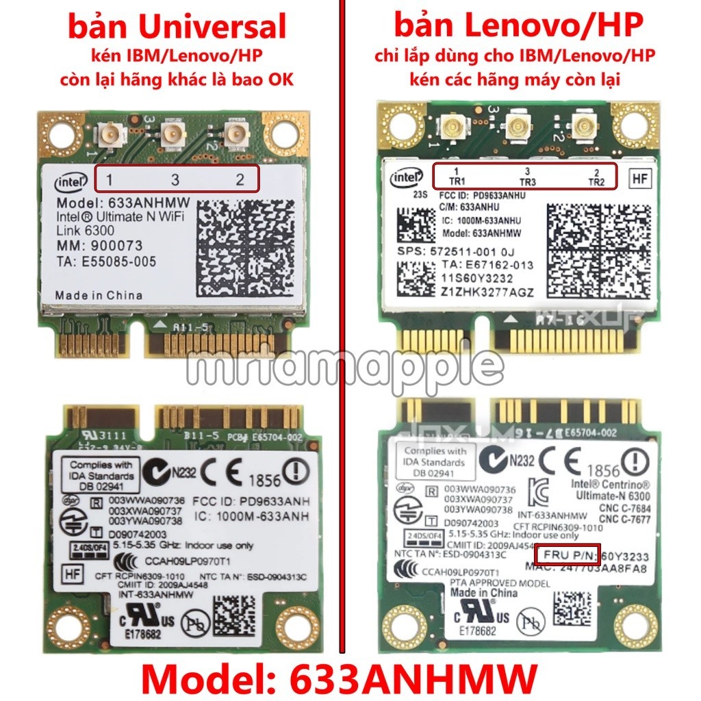 INTEL 6300 2 เทปการ์ด WIFI เข้ากันได้กับ Lenovo Thinkpad X200 X201 X220 X230 T430 T430s และการ์ดสากล