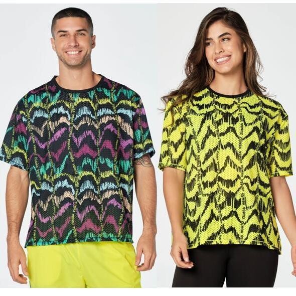 [Zumba Short Sleeve] ZUMBA Zumba Fitness Dance Men Women Casual Large Plate Loose Print T-Shirt Mesh