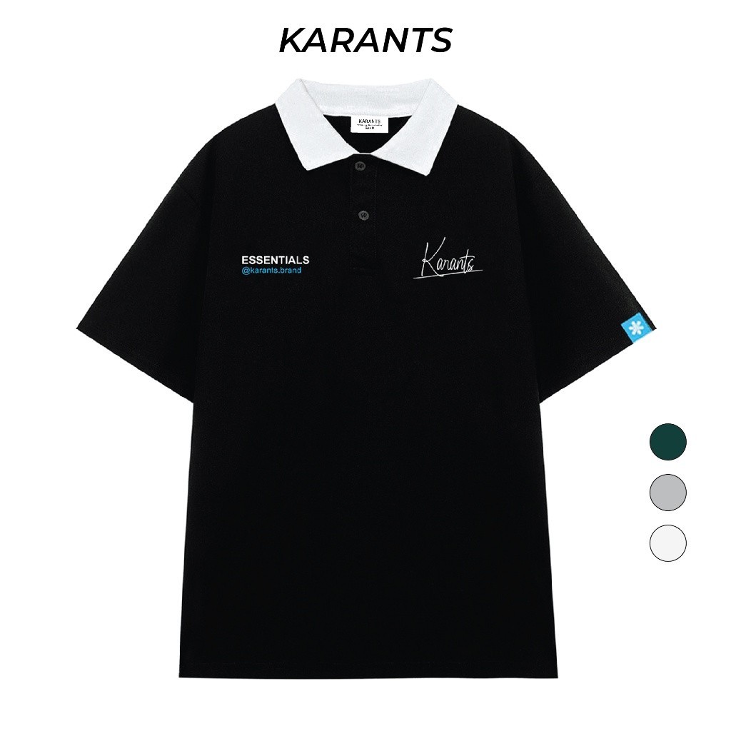 เสื้อโปโลแบรนด์ท้องถิ่นใน Karants Essentials เสื้อโปโลผ้าฝ้ายพรีเมี่ยม