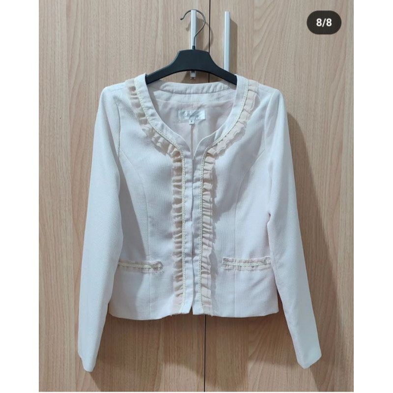 [2hand] Blazer Croptop Nhật sang chảnh tiểu thư màu be kem Vintage hàng si tuyển 2hand