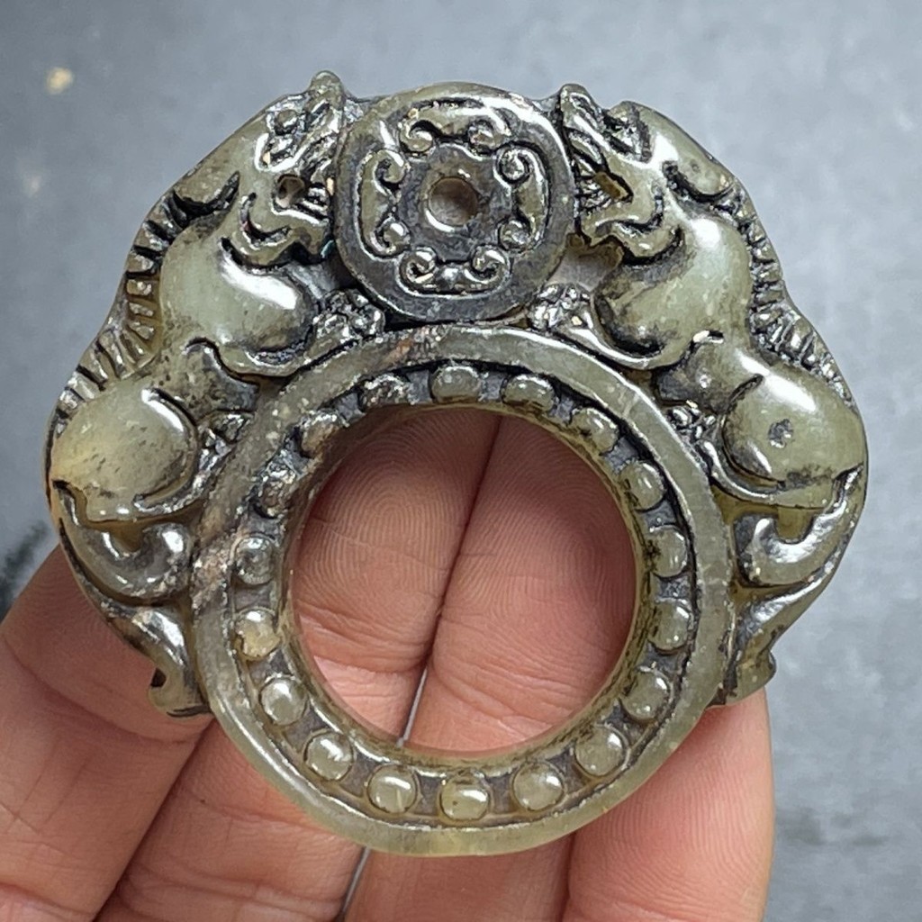 3.12 &amp; Ming Qing Dynasty Warring States Han Dynasty Jade แหวนประแจหยกโบราณ สไตล์โบราณ