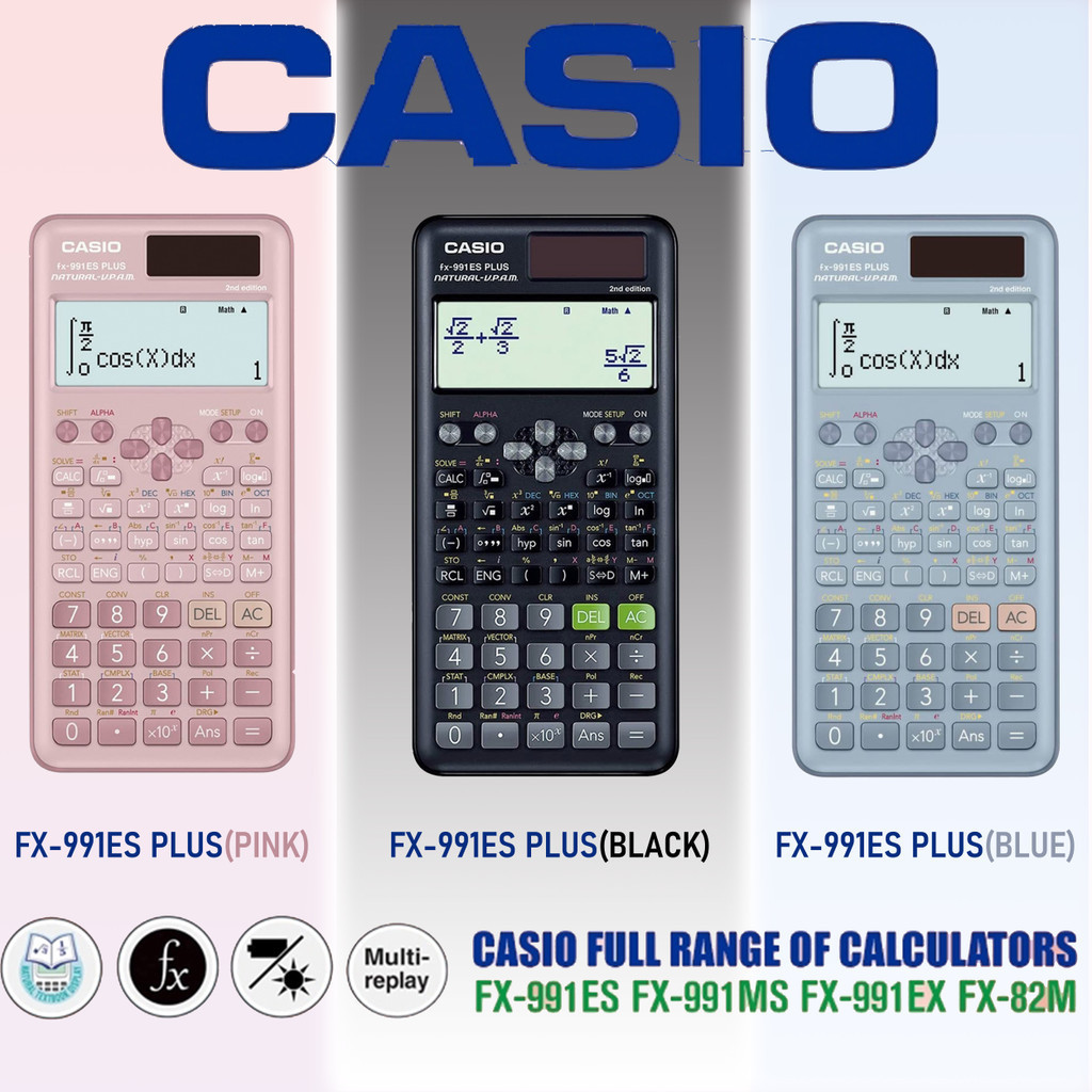 เครื่องคิดเลขวิทยาศาสตร์ CASIO Fx-991ES Plus Fx-82MS Fx-991EX รุ่นล่าสุด มี 417 ฟังก์ชั่น เพื่อคํานวณทางเข้าวิทยาลัย สอบเข้า ใช้ได้กับทางเข้าหลังจบการศึกษา