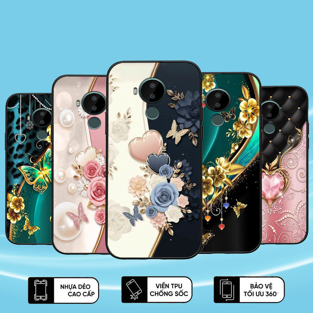 เคส Nokia C20, C30, C10 ยืดหยุ่นพิมพ์ลายดอกไม้หรูหราอ่อนโยน