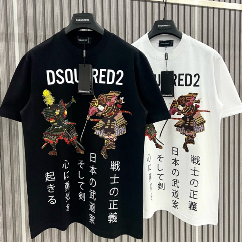 1 DSQ Samurai เสื้อยืดผู้ชายพิมพ์ลายญี่ปุ่น เสื้อยืดทรงหลวม Unisex Dsquared2 Super Hot 2024 89 2