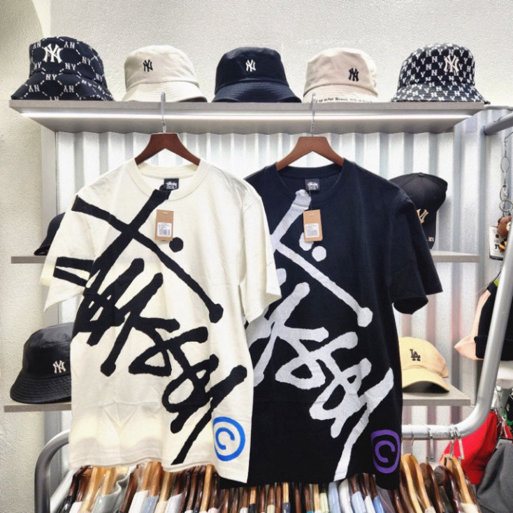 1 Stussy Big Logo Letter เสื้อยืดผ้าฝ้าย 100% 2-way - Summer Blazer Fully Wrapped Tag เทรนด์มาแรง 89