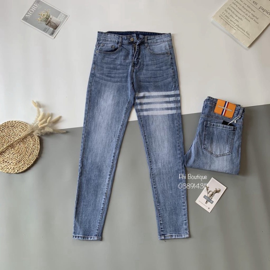 [HOTTREND] กางเกงยีนส์ผู้ชาย THOME BROWNE 4 แถบสีขาว กางเกงยีนส์ผู้ชายสีพื้น 4 แถบ แถบ แถบต้นขาสีขาว