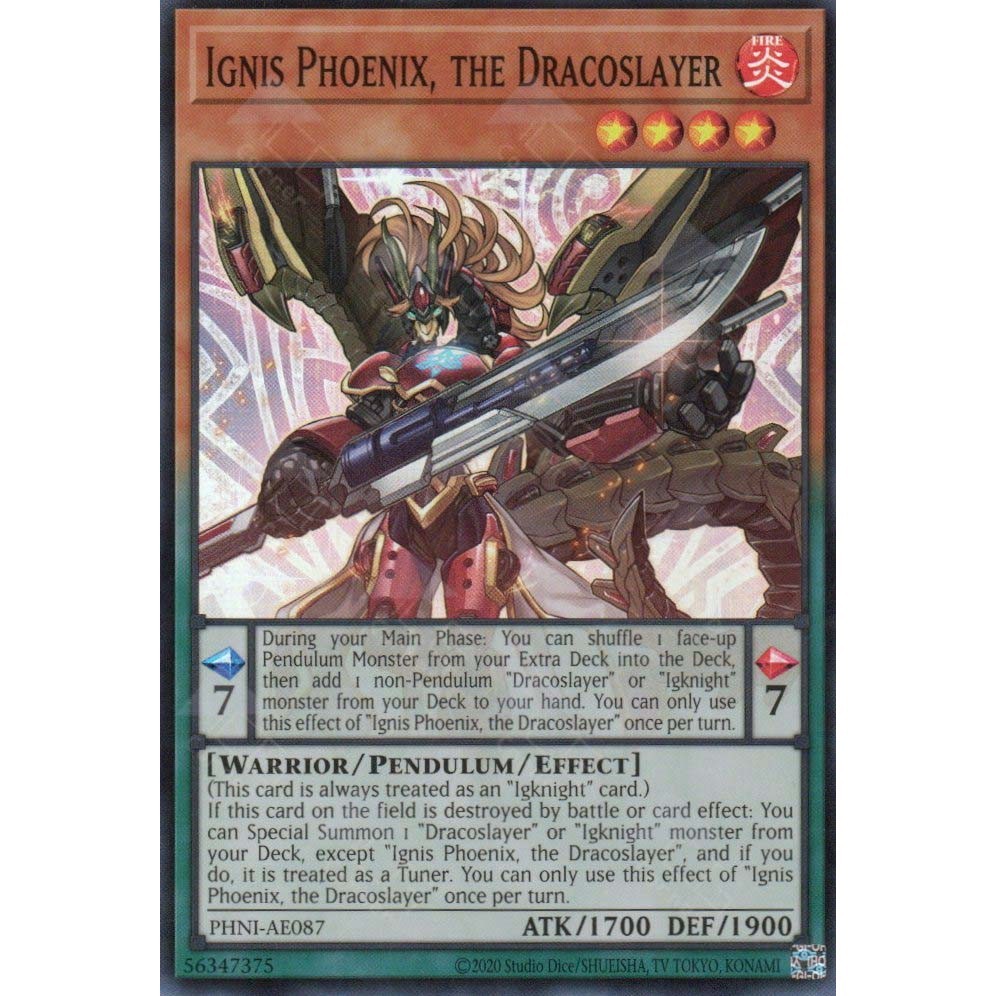 [ การ์ด Yugioh ของแท้ ] PHNI-AE087 Ignis Phoenix, Dracoslayer - Super Rare