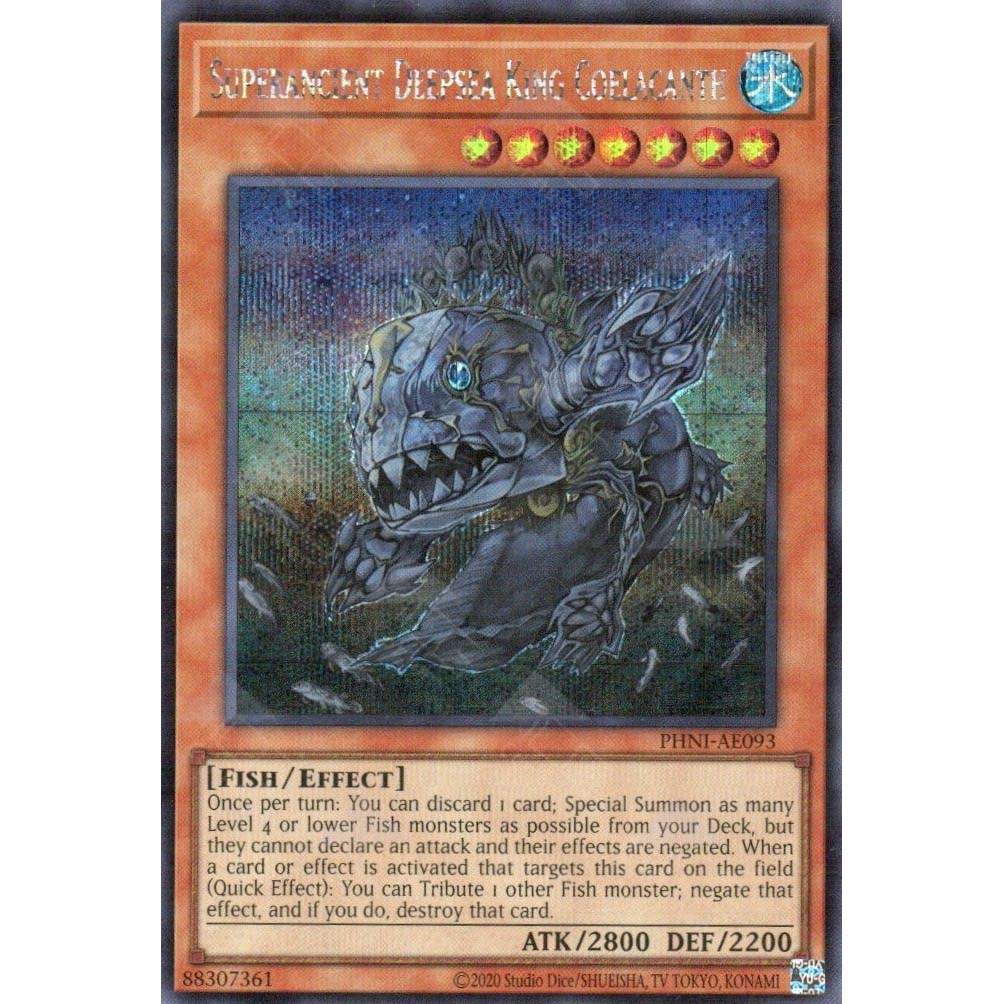 [ การ์ด Yugioh ของแท้ ] PHNI-AE093 Superancient Deepsea King Coelacanth