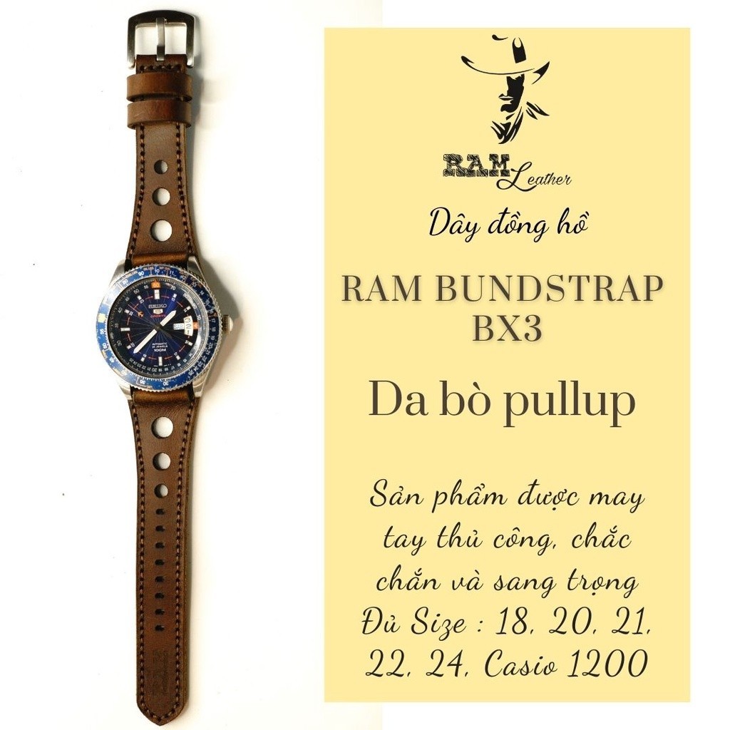 Orient 21mm Cow Leather Handcrafted Watch Strap - หนัง RAM - P3 ทนทานและสวยงาม