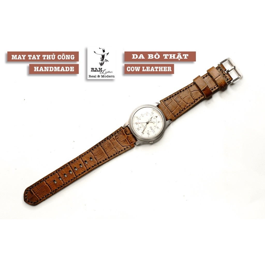 Seiko 5 37mm Handcrafted Watch Strap 18mm RAM Leather Cow Leather - P1 ทนทานและสวยงาม