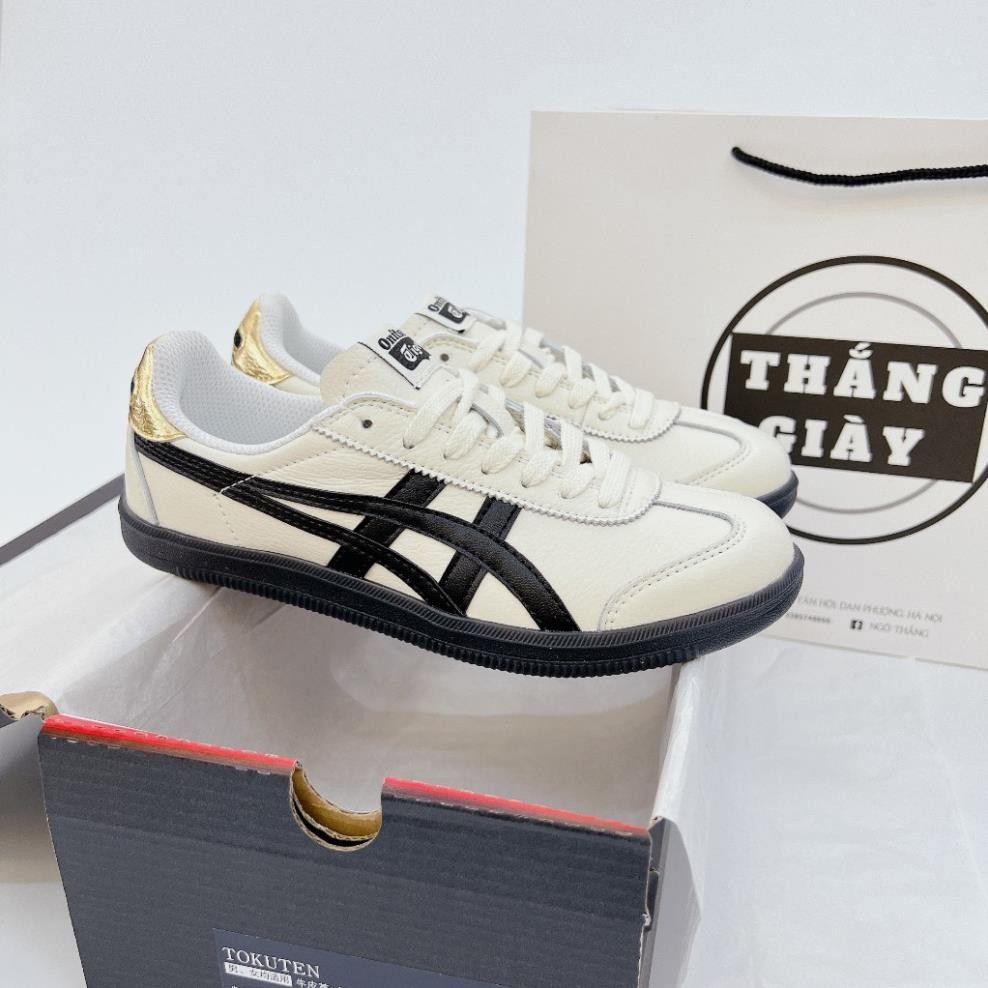 รองเท้าผ้าใบ Assic Onitsuka Tiger รองเท้าส้นสูงสีดําและสีเหลืองสําหรับผู้ชายและผู้หญิง