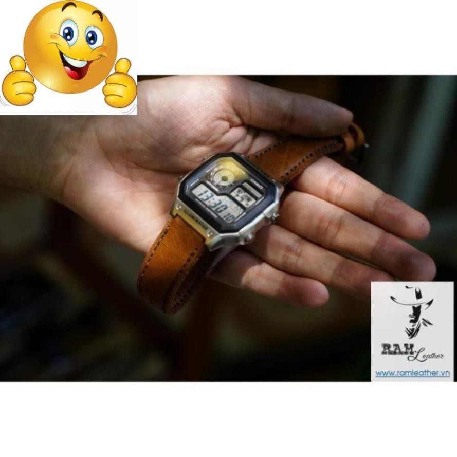 Casio Gold Brown Leather Watch Strap 1200,1100, 1300 WHD Seiko RAM Classic 1989 - RAM