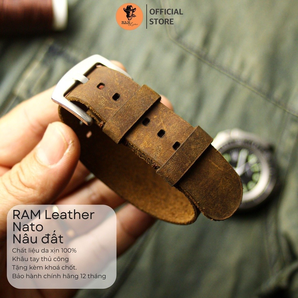 Suede Cow Leather Nato Watch Strap ( หนังวัวแท ้ ) - ขนาด 22mm, 21mm, 20mm, 19mm, 18mm, AW, Casio 1200
