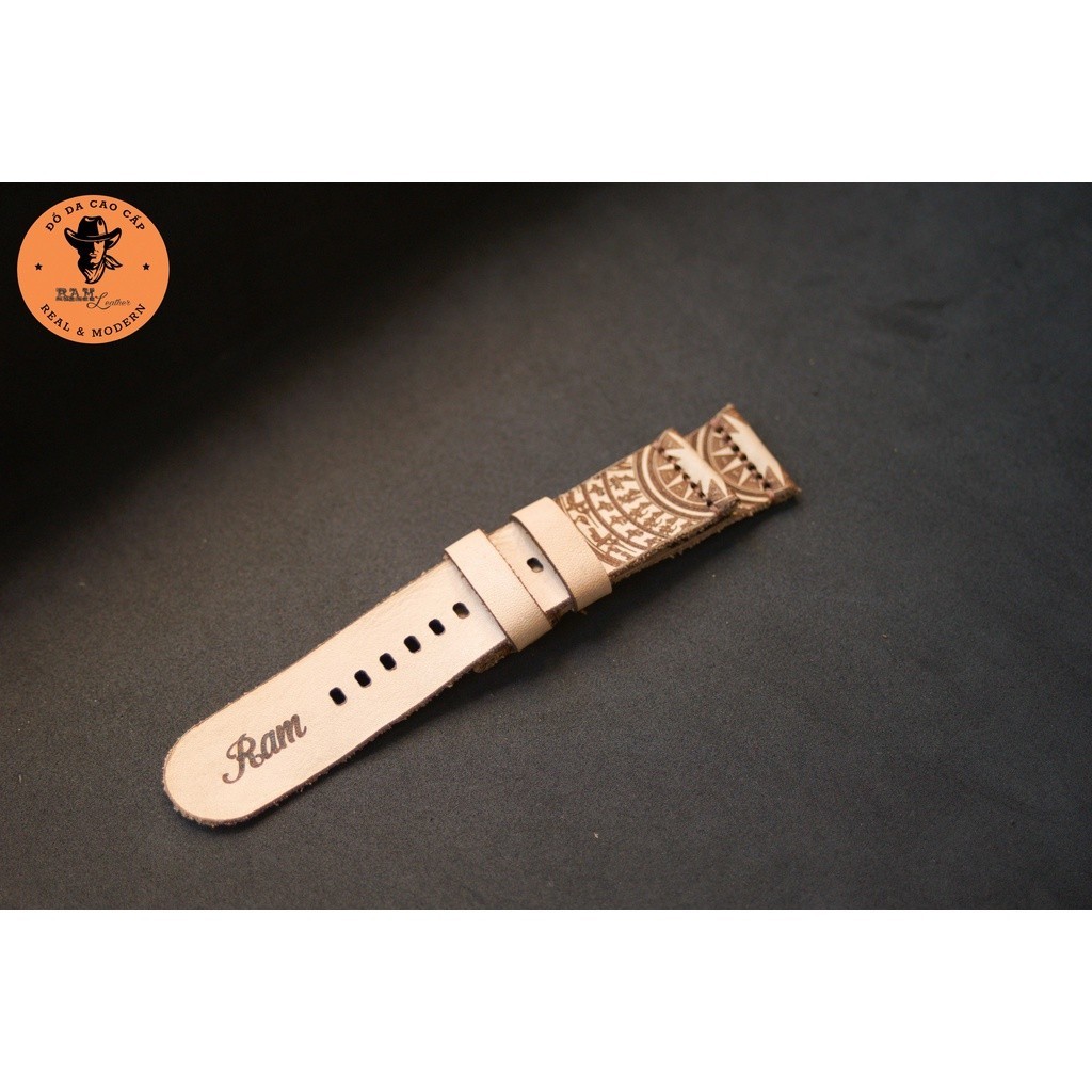 White Italian Veg Cow Leather Drum Watch Strap - RAM ขนาดเรียบง ่ าย 22mm, 21mm, 20mm, 19mm, 18mm, AW, Casio 1200