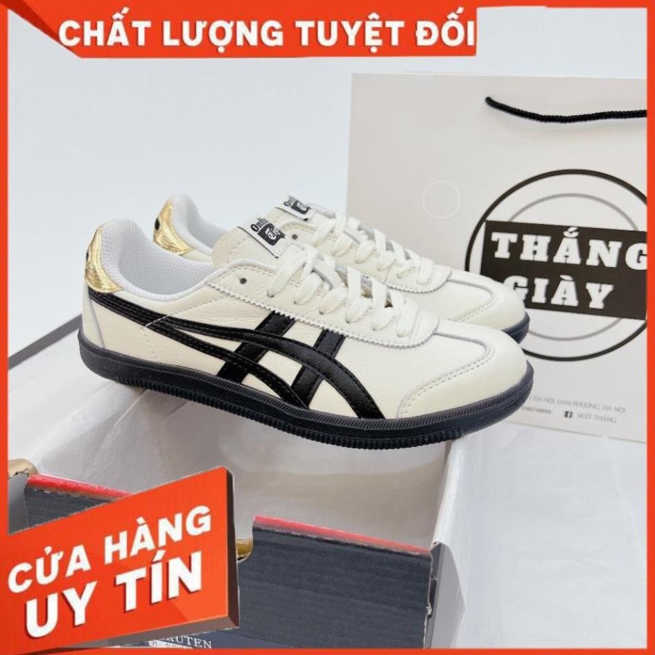 รองเท้าผ้าใบ Assic Onitsuka Tiger รองเท้าส้นสูงสีดําและสีเหลืองสําหรับผู้ชายและผู้หญิง