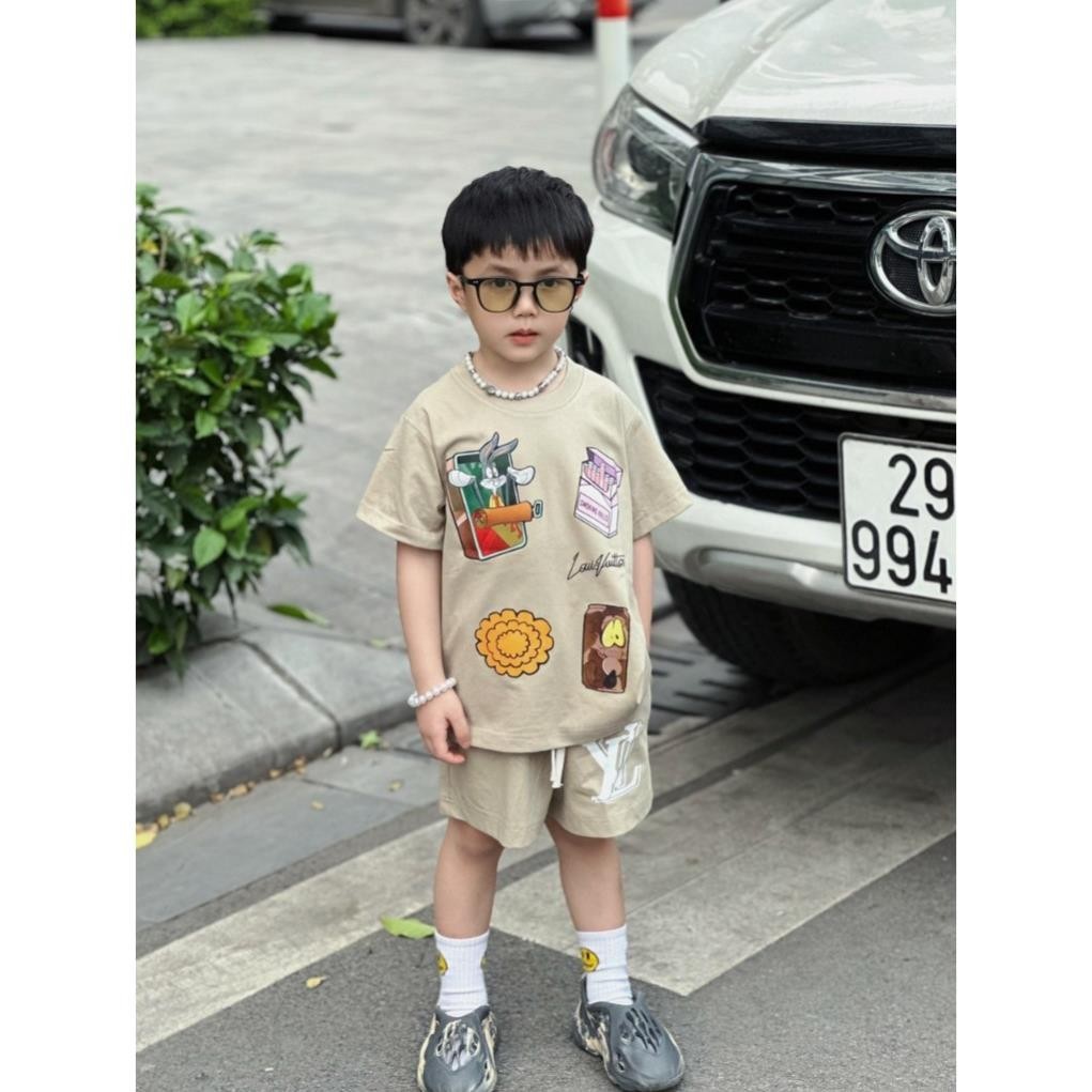 Lv ชุดเสื้อยืดแขนสั้นและกางเกงขาสั้น jicama 5 ชิ้นสําหรับเด็กผู้ชาย ชุดเสื้อยืดและกางเกงขาสั้นเด็ก u