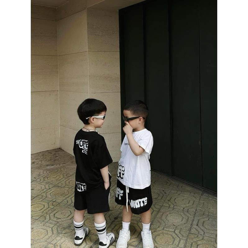 Off white baby clothes set ss2024 ชุดเสื้อยืดผ้าฝ้ายและกางเกงเด็ก MOUSE KIDS(186)