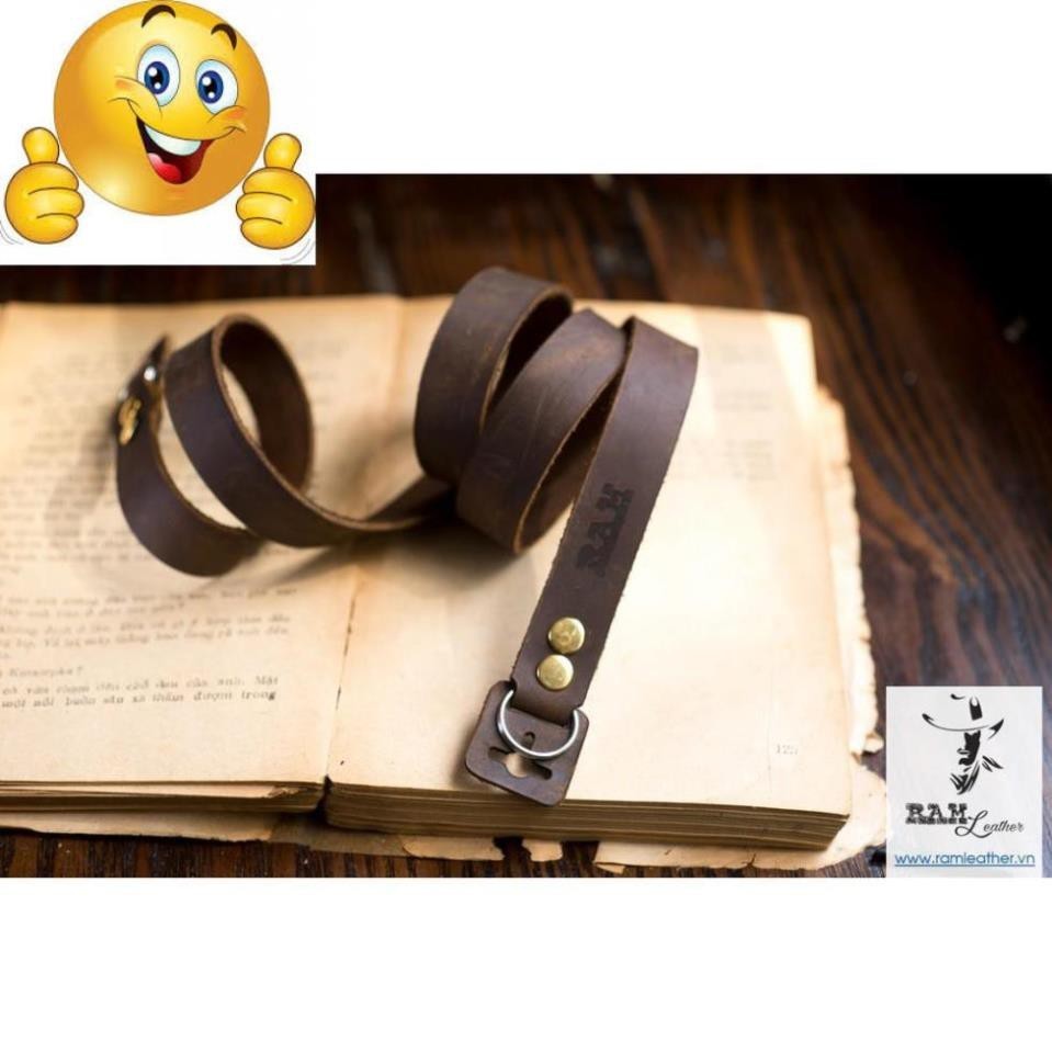 EXTREMELY VINTAGE WAXED COW LEATHER CAMERA STRAP - RAM A22 SN - หนังแท้ RAM