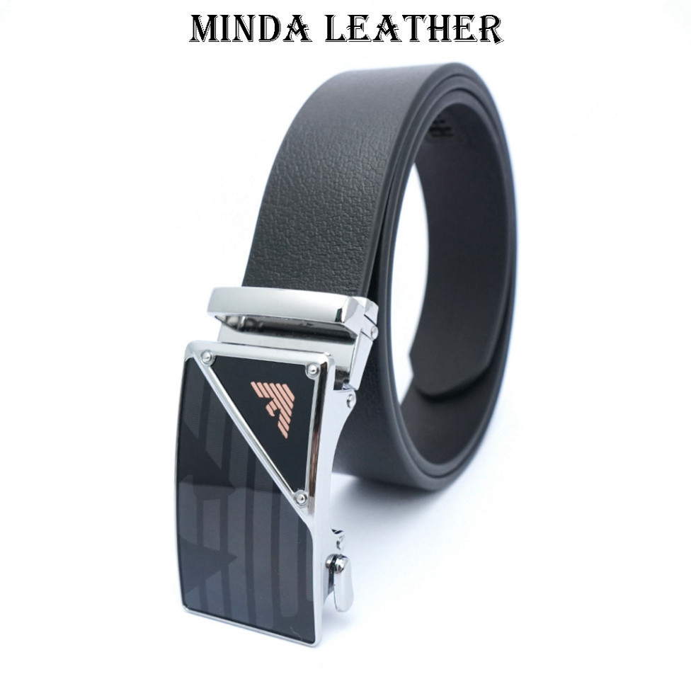 เข็มขัดหนังวัวผู้ชายคุณภาพสูง หนังวัวแท้หรูหราและทนทาน S1G302TB1 - MINDA LEATHER