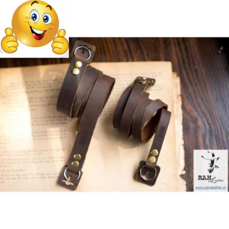 EXTREMELY VINTAGE WAXED COW LEATHER CAMERA STRAP - RM A2 SN - หนังแท้ REAME