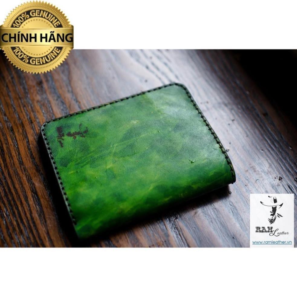 RM LEATHER VERTICAL GREEN BRONZE DRUM กระเป๋าสตางค์หนัง COW ของแท้