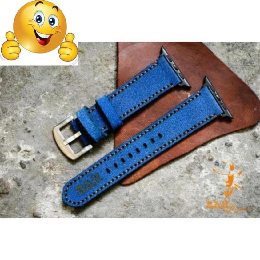 COBAN BLUE SUEDE WATCH STRAP - RM CLASSIC 1963 - REAL COW LEATHER - ทุกขนาด