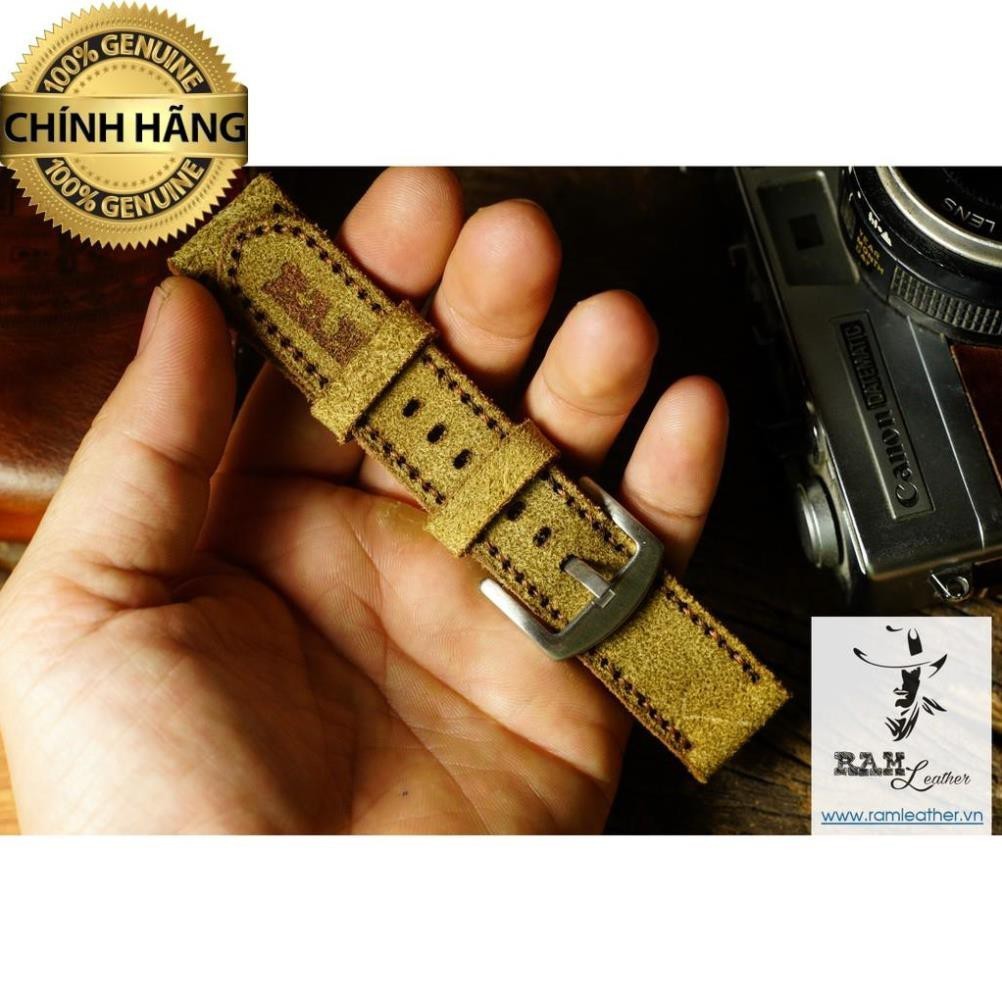 GREEN BROWN COW LEATHER WATCH STRAP - หนัง COW ของแท้ - RM CLASSIC 1960 - RM - ALL SIZES 18,20,22,CA