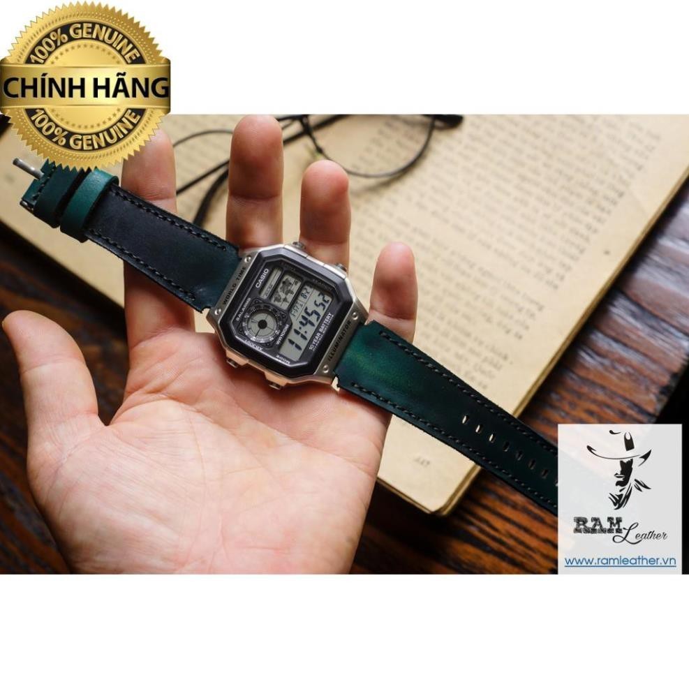 GREEN ของแท้ ITALIAN COW LEATHER WATCH STRAP - RM CLASSIC 1972 - RM - ALL SIZES 18,20,22,CASIO, WATC