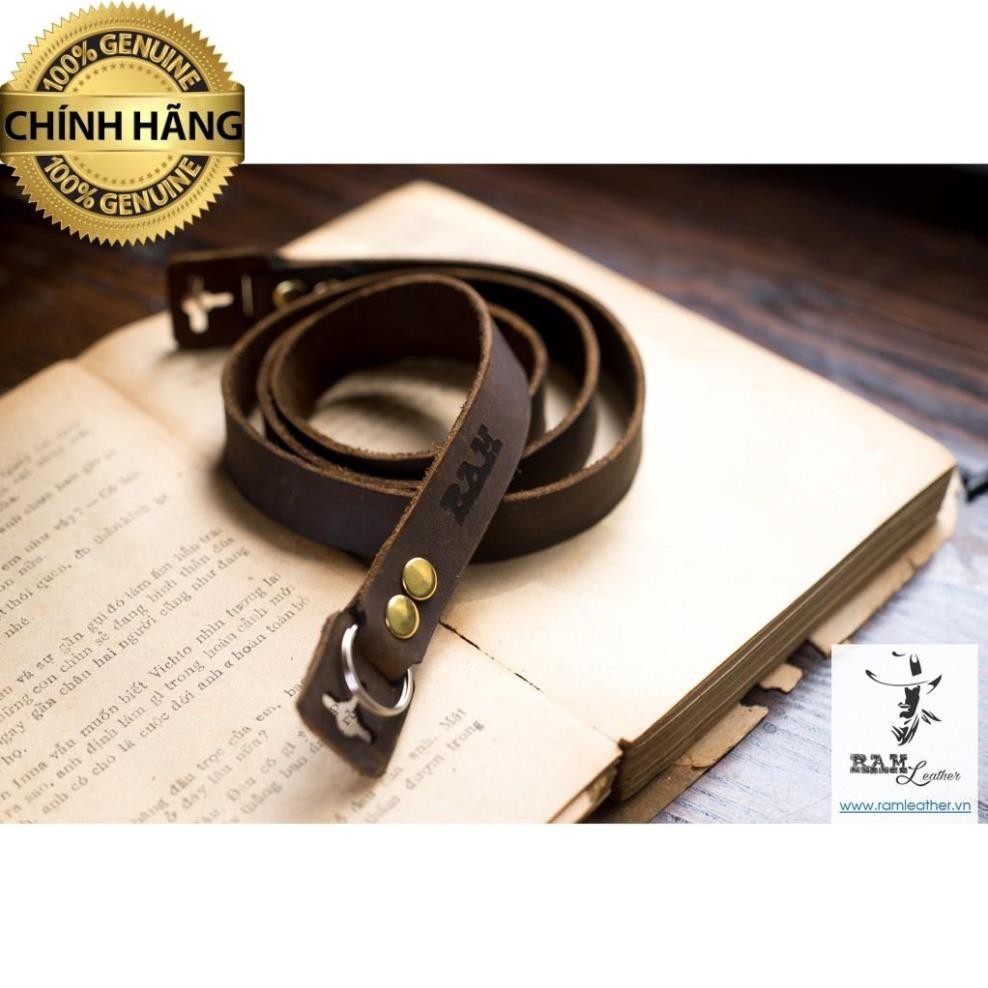 EXTREMELY VINTAGE WAXED COW LEATHER CAMERA STRAP - RM A22 SN - GENUINE RM.