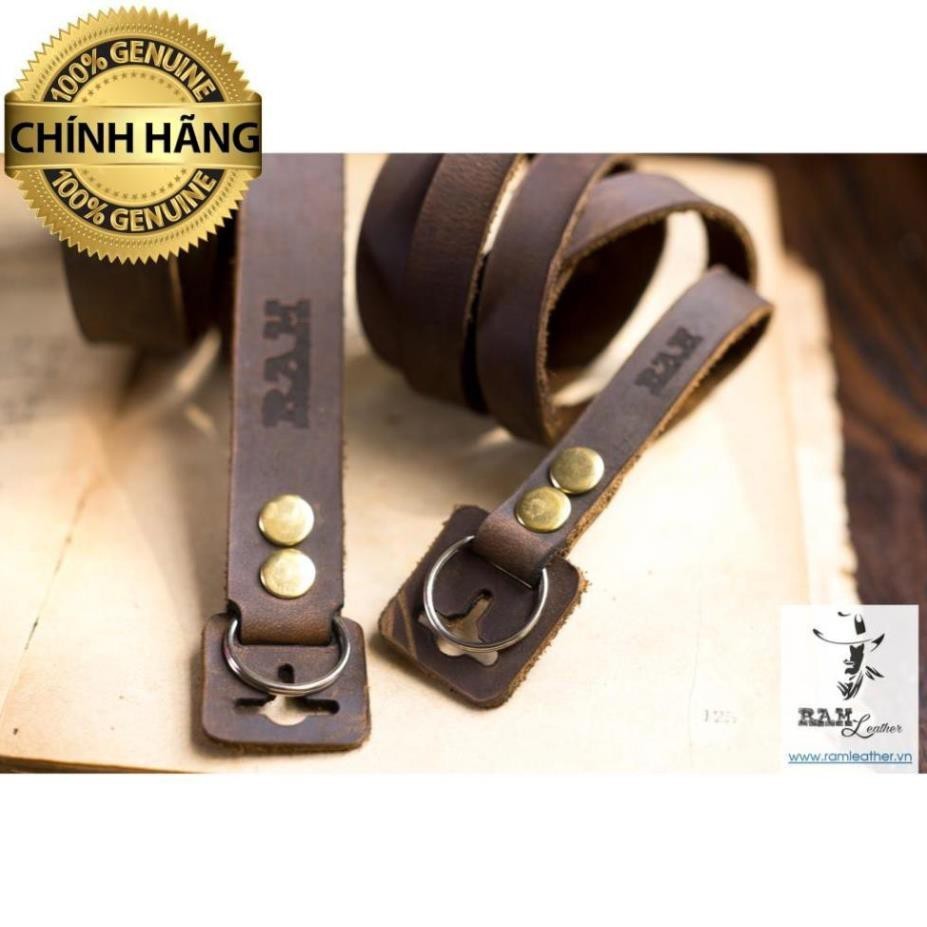 (REAL COW LEATHER) EXTREMELY VINTAGE WAXED COW LEATHER CAMERA STRAP - RM A22 SN - หนัง REUINE RM