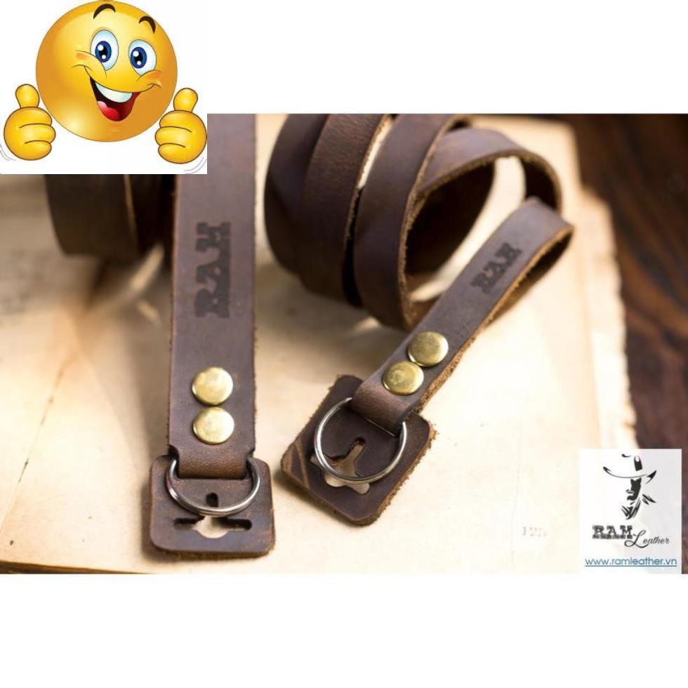 EXTREMELY VINTAGE WAXED COW LEATHER CAMERA STRAP - RM A22 SN - หนังแท้ RM