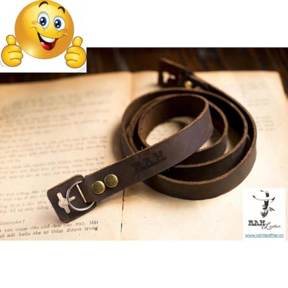 EXTREMELY VINTAGE WAXED COW LEATHER CAMERA STRAP - RM A22SN - หนังแท้ RM